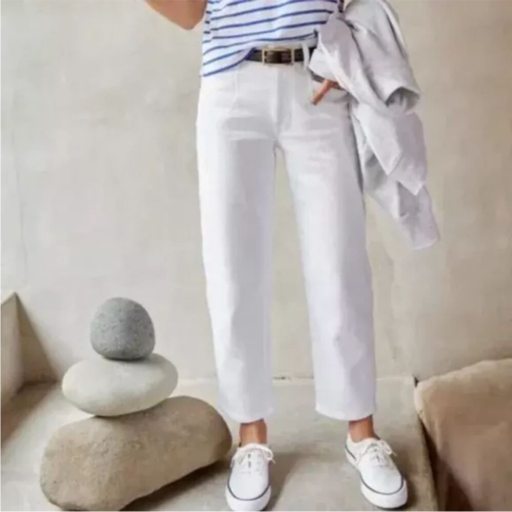 AYR The Beat Barrel Leg Ankle Jean White High Rise Ankle Relaxed Sz 34 - Picture 1 of 16